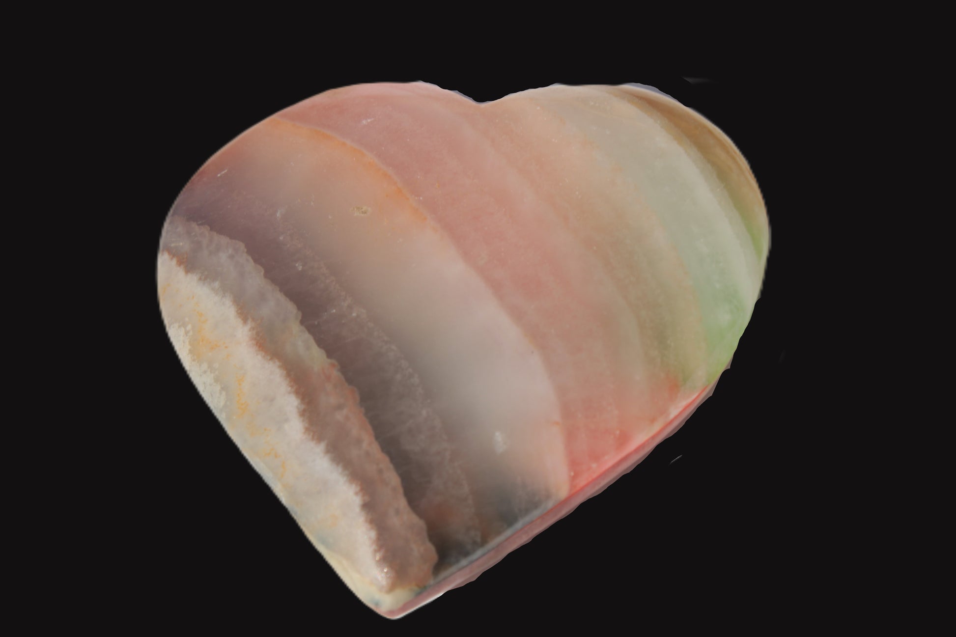 Heart hand-carved in dyed Calcite from Pakistan 72*68*16mm 126.6g Rocks and Things