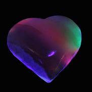 Heart hand-carved in dyed Calcite from Pakistan 72*68*16mm 126.6g in UV light - Rocks and Things Store