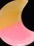Pink and Yellow dyed Calcite crescent moon 90*100*14mm 201g in sunlight - Rocks and Things Store
