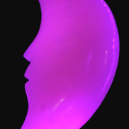 Mangano Calcite smiling Crescent Moon 70*132.22mm 331g in UV light  - Rocks and Things Store