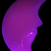 Mangano Calcite smiling Crescent Moon 70*132.22mm 331g in UV light  - Rocks and Things Store