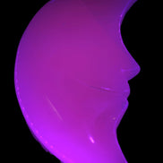 Mangano Calcite smiling Crescent Moon 70*132.22mm 331g in UV light  - Rocks and Things Store