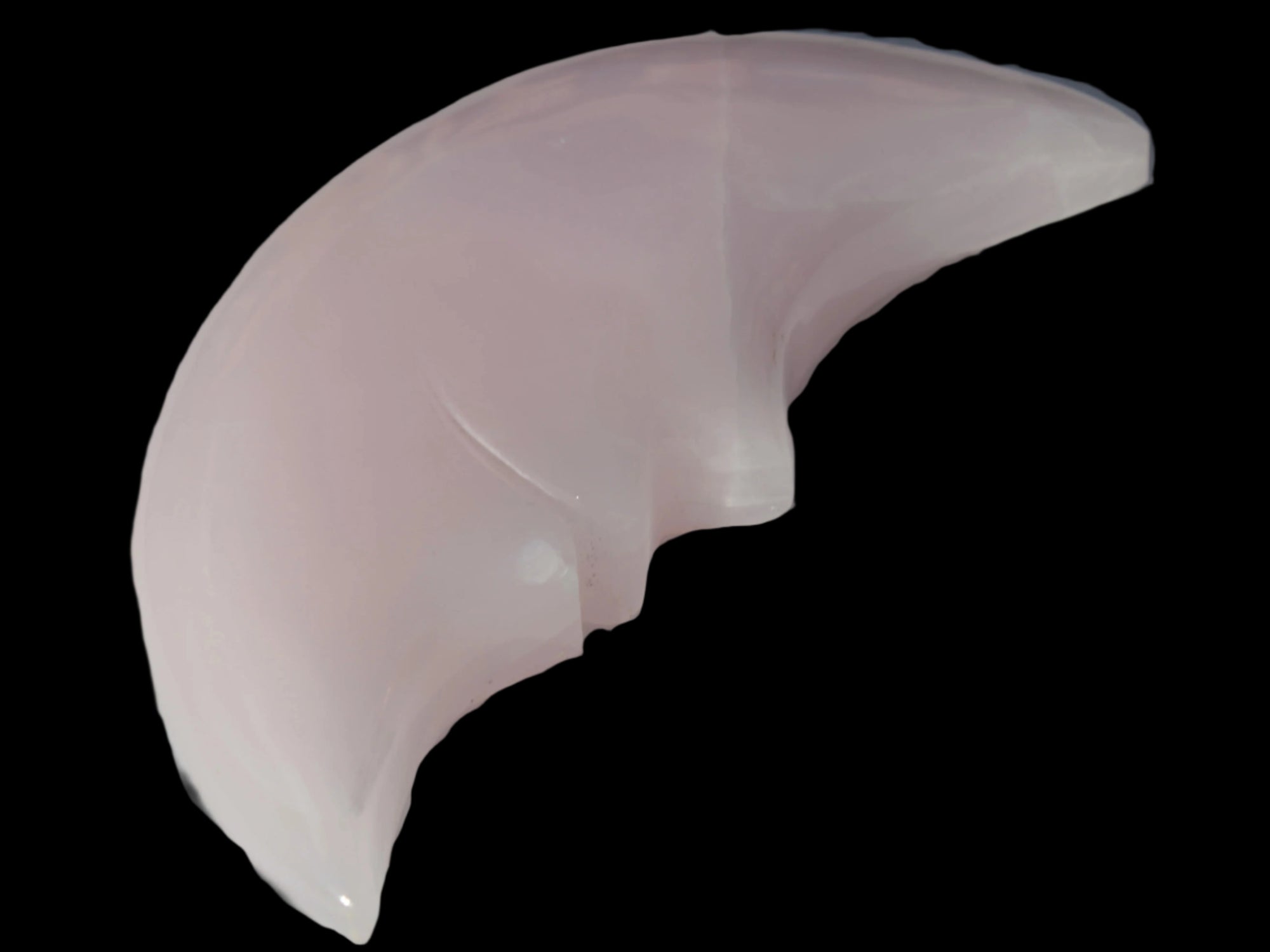 Mangano Calcite smiling Crescent Moon 70*132.22mm 331g in sunlight  - Rocks and Things Store