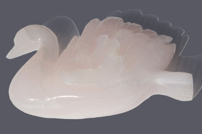 Mangano Calcite hand-carved Swan 140*82*32mm 511g Rocks and Things