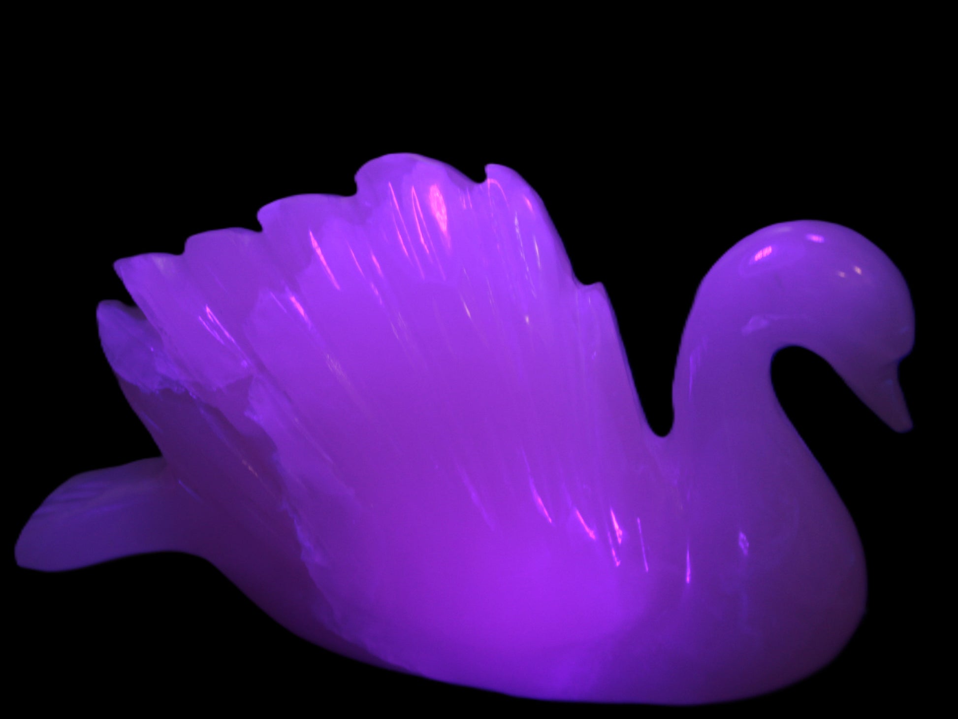 Mangano Calcite hand-carved Swan 140*82*32mm 511g Rocks and Things