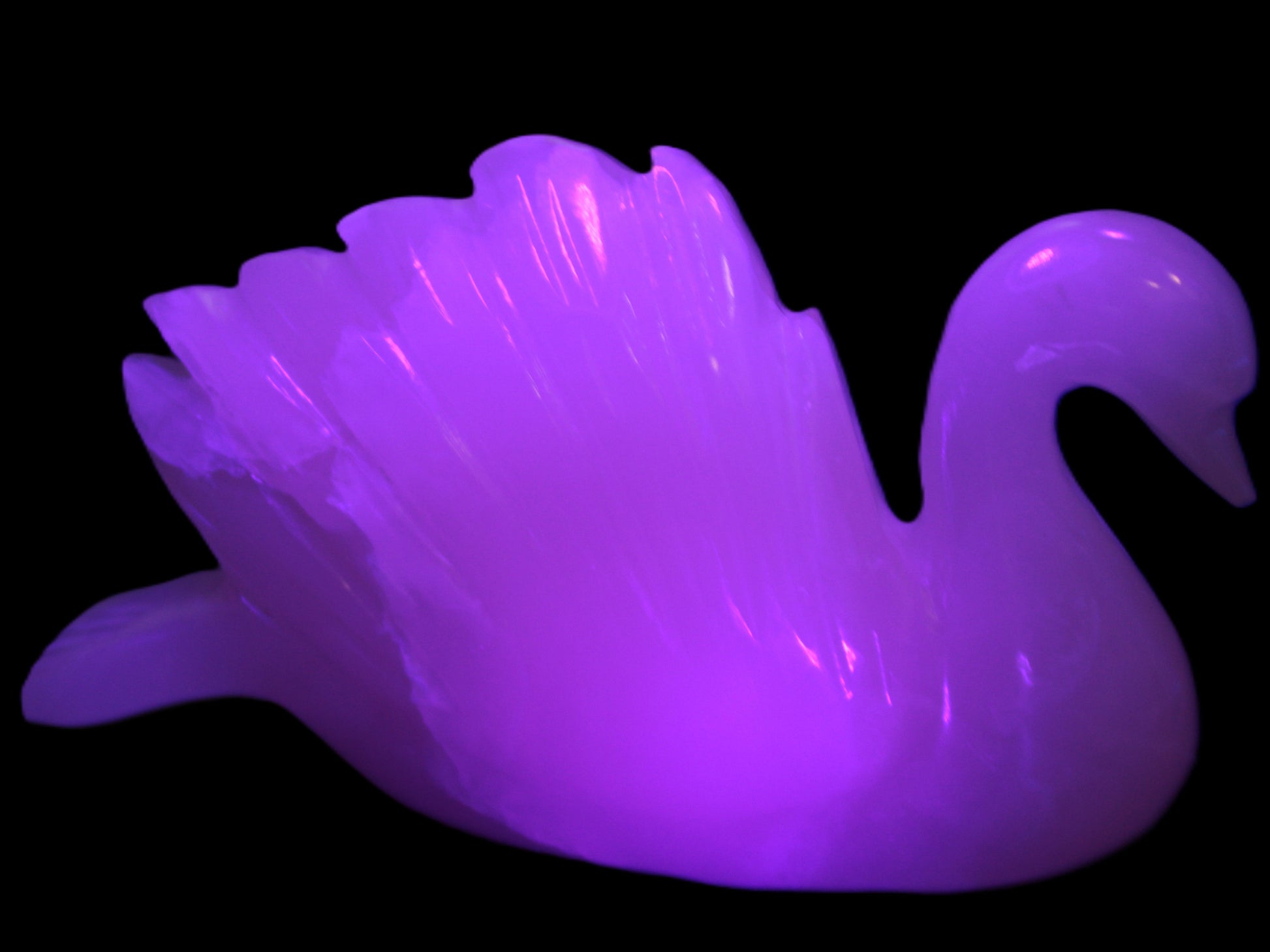 Mangano Calcite hand-carved Swan 140*82*32mm 511g Rocks and Things