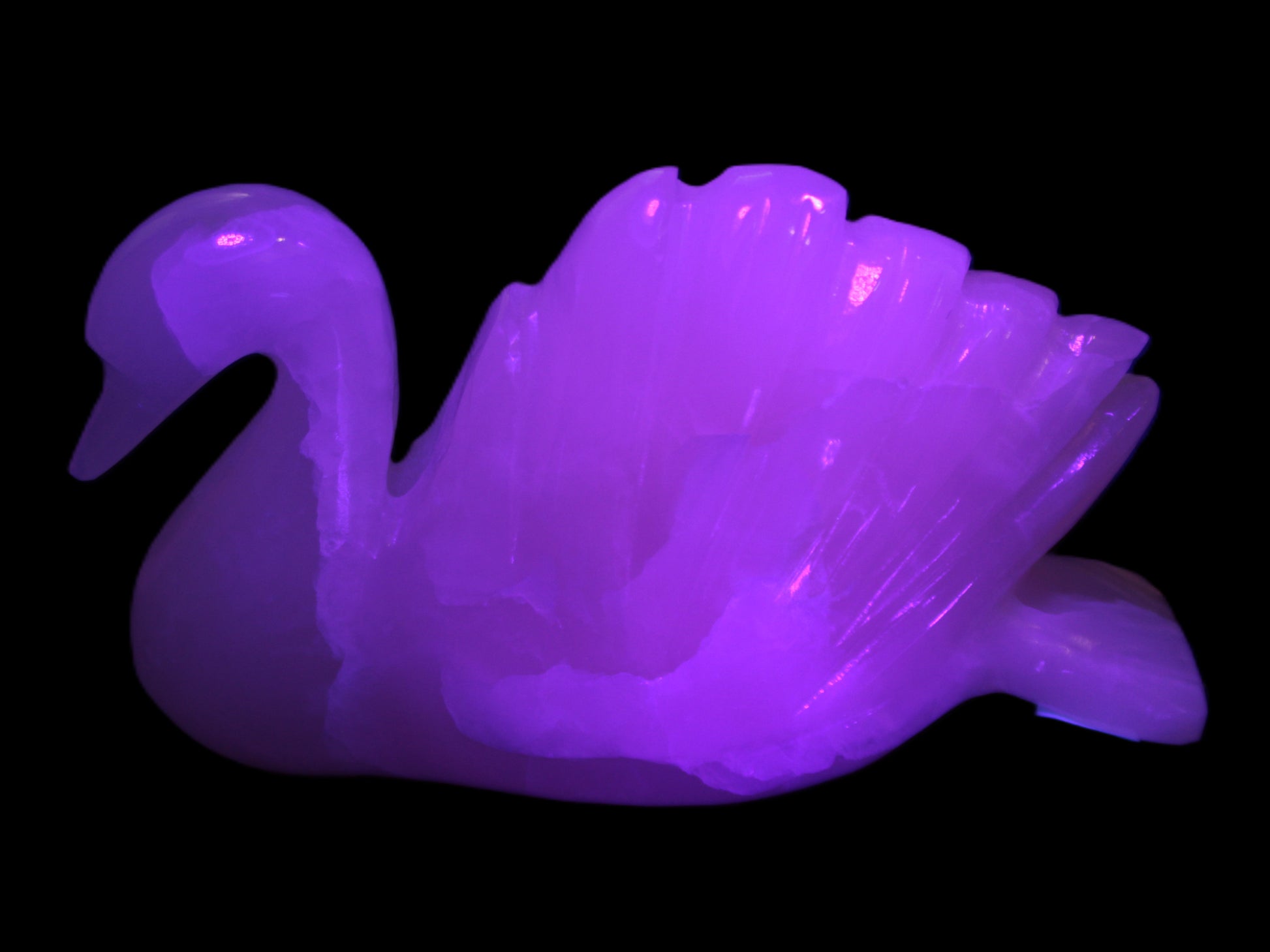 Mangano Calcite hand-carved Swan 140*82*32mm 511g Rocks and Things