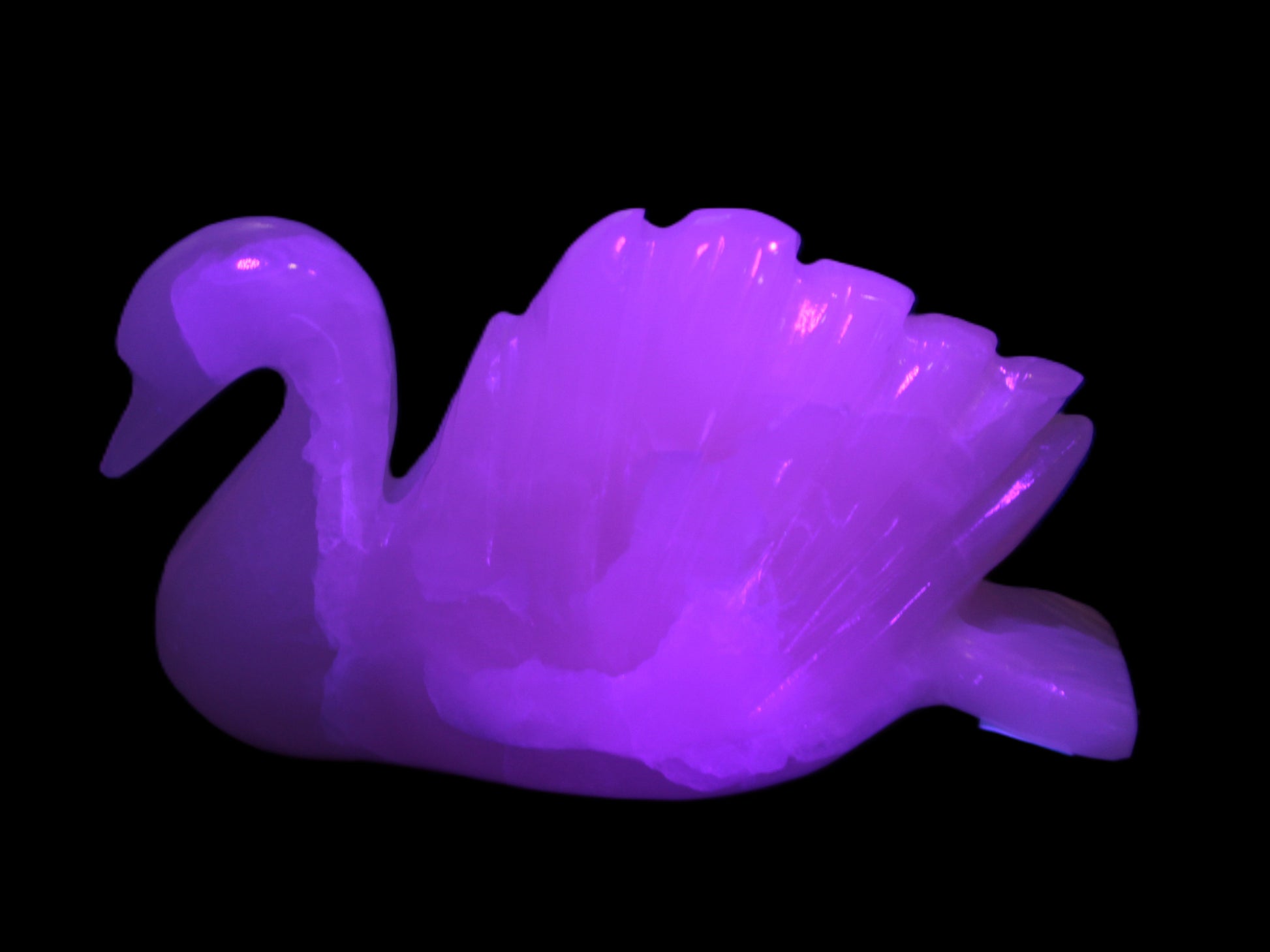 Mangano Calcite hand-carved Swan 140*82*32mm 511g Rocks and Things