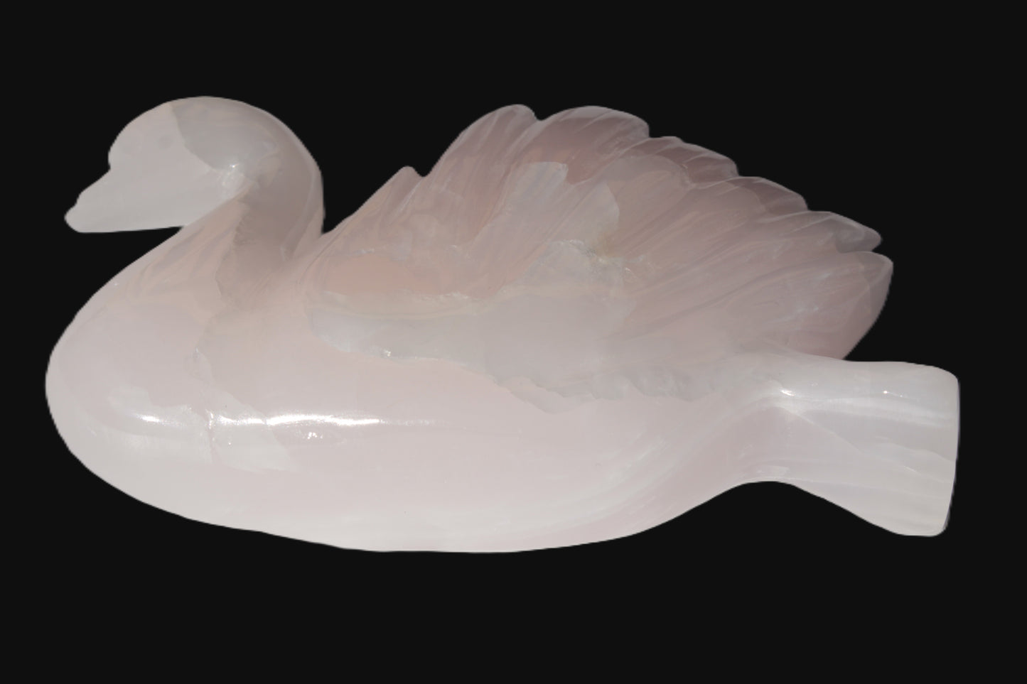 Mangano Calcite hand-carved Swan 140*82*32mm 511g Rocks and Things