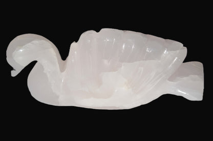 Mangano Calcite hand-carved Swan 140*82*32mm 511g Rocks and Things