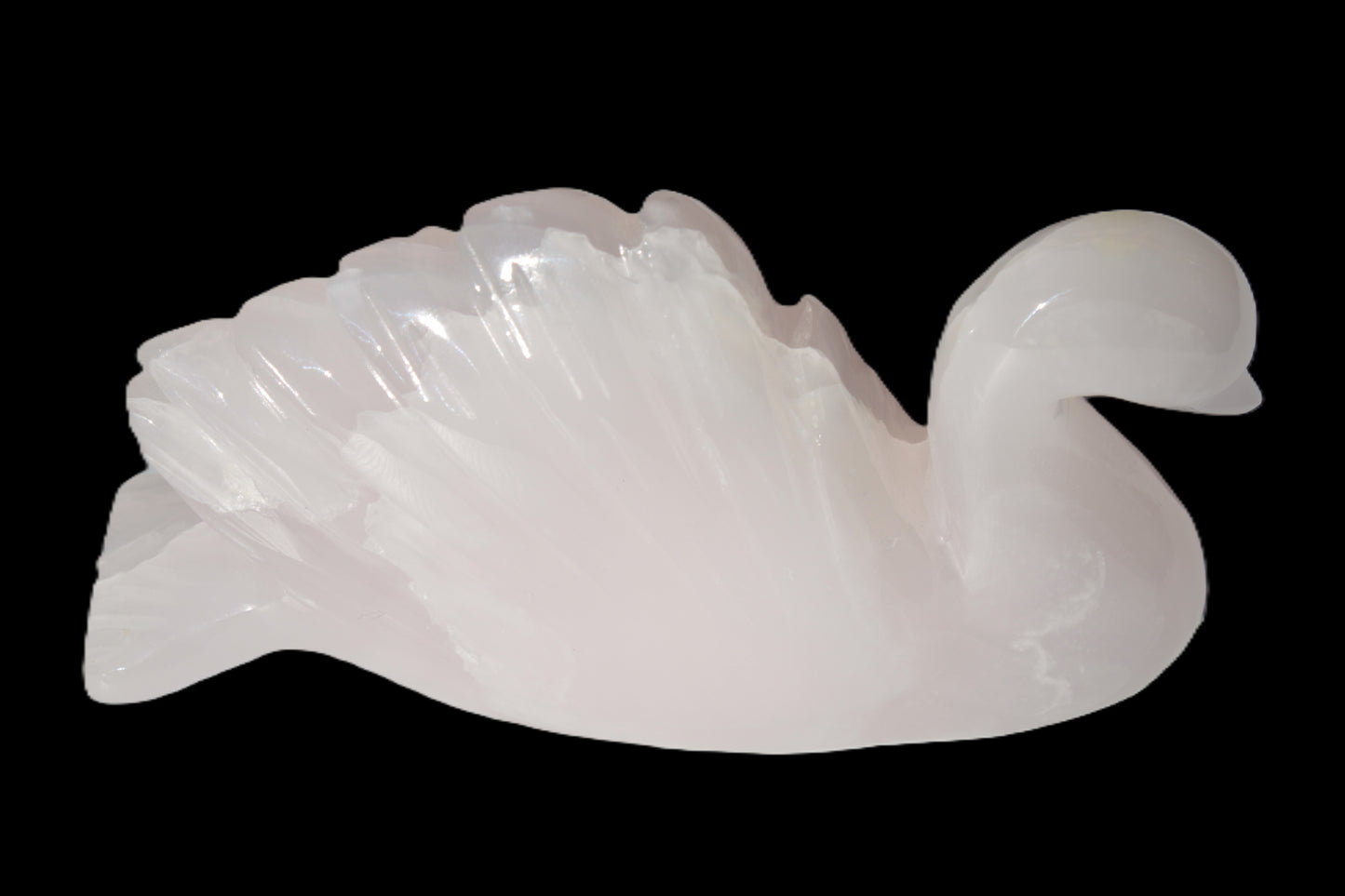 Mangano Calcite hand-carved Swan 140*82*32mm 511g Rocks and Things