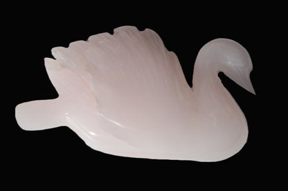 Mangano Calcite hand-carved Swan 140*82*32mm 511g Rocks and Things