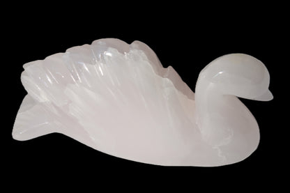 Mangano Calcite hand-carved Swan 140*82*32mm 511g Rocks and Things