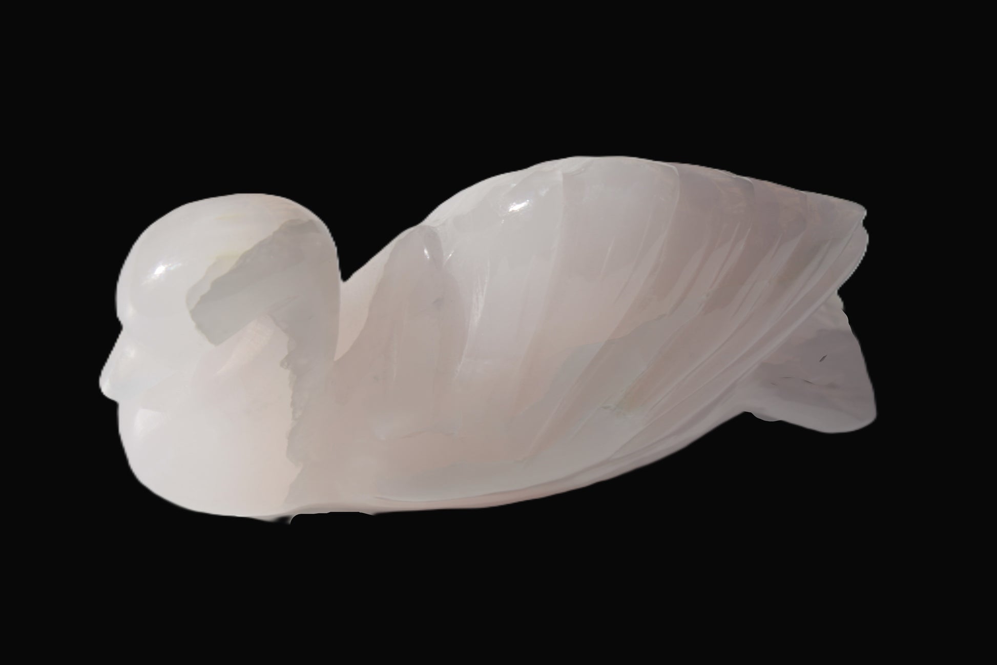 Mangano Calcite hand-carved Swan 140*82*32mm 511g Rocks and Things