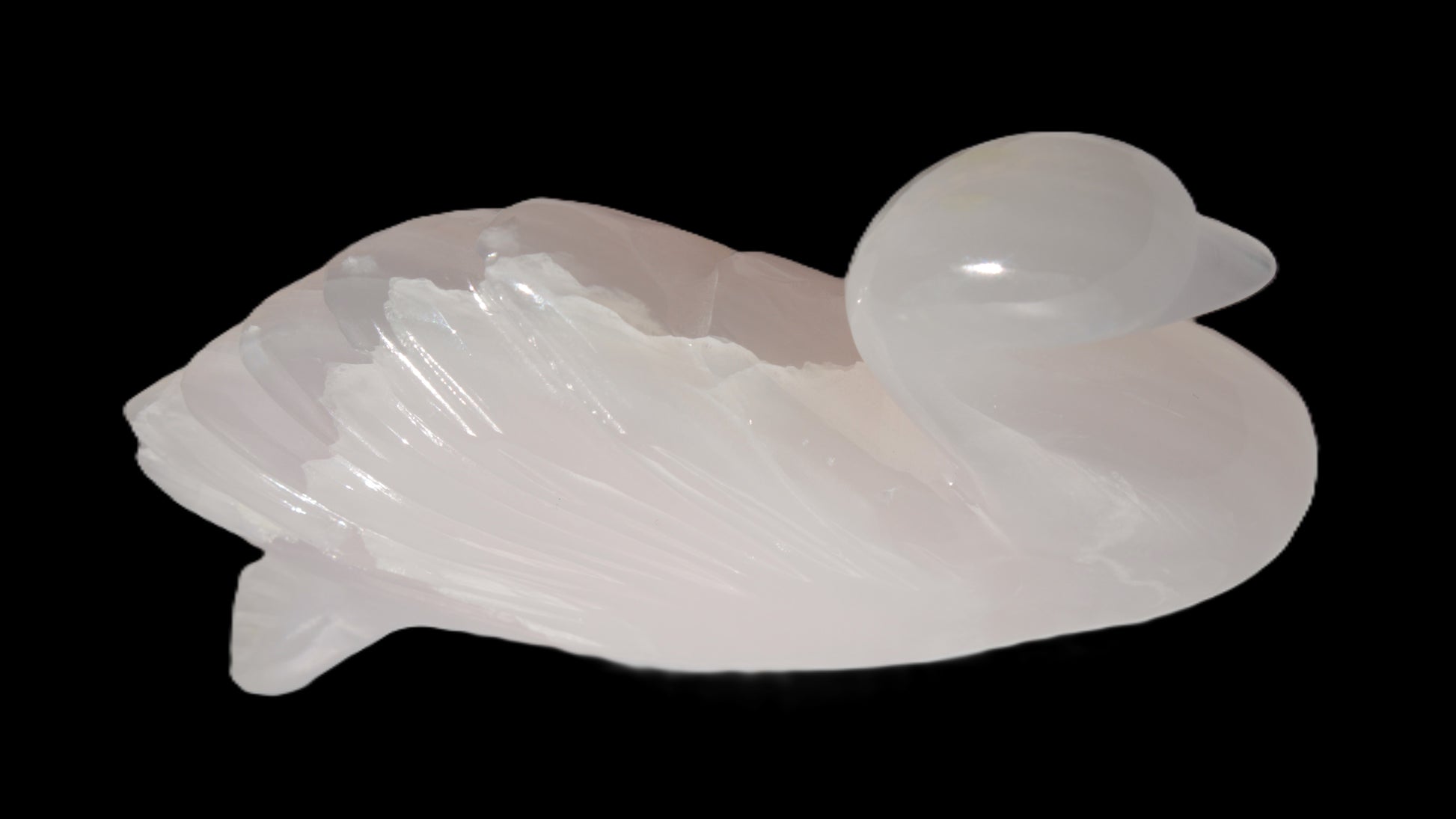 Mangano Calcite hand-carved Swan 140*82*32mm 511g Rocks and Things