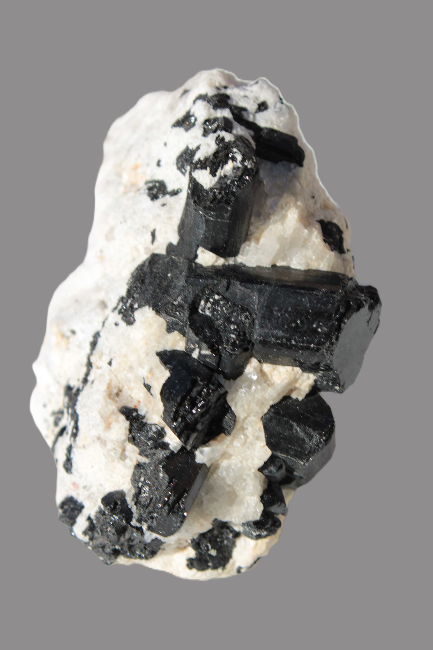 Black Tourmaline cluster in Calcite matrix 78*36*68mm 254g Rocks and Things