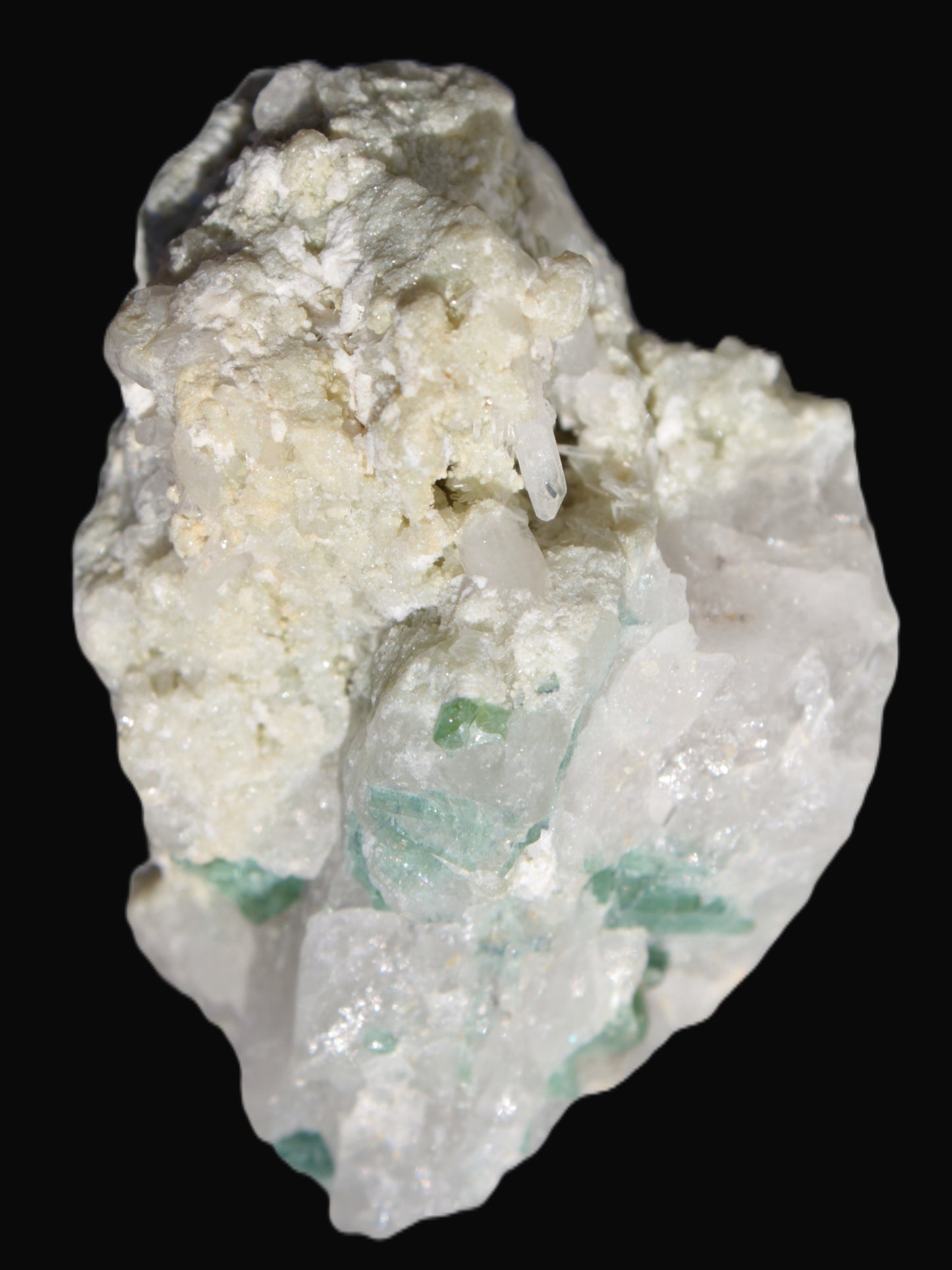 Green Tourmaline cluster in Calcite matrix from Afghanistan 57mm 97g Rocks and Things