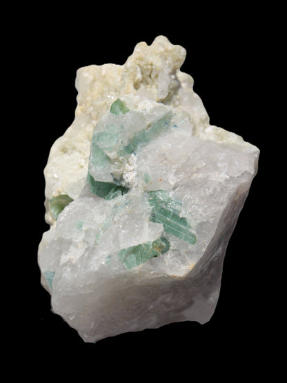 Green Tourmaline cluster in Calcite matrix from Afghanistan 57mm 97g Rocks and Things