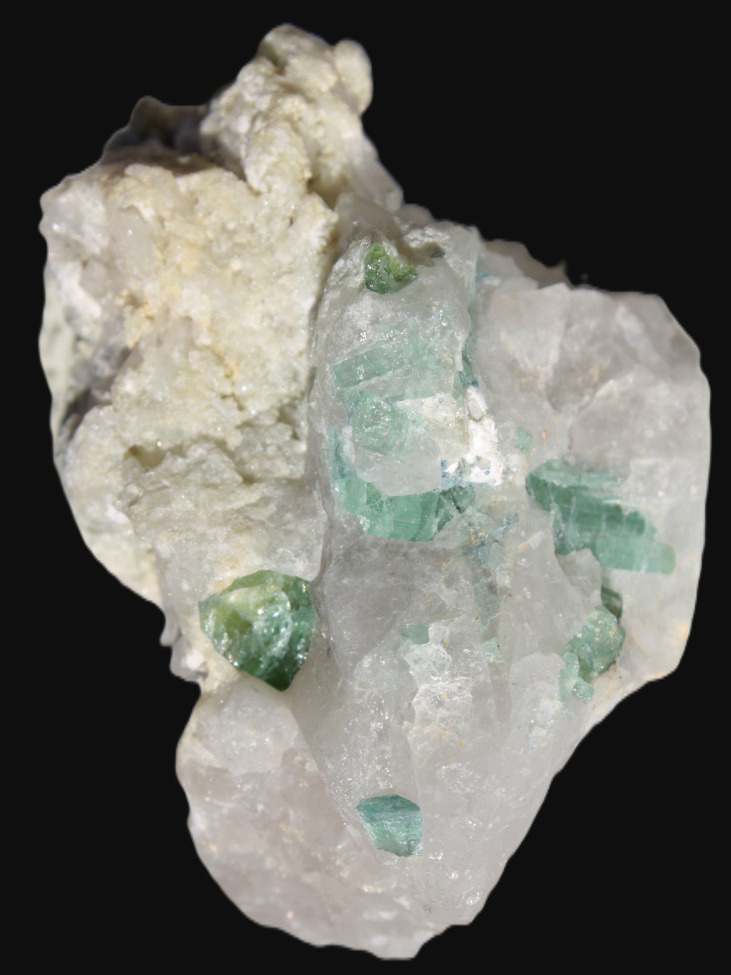 Green Tourmaline cluster in Calcite matrix from Afghanistan 57mm 97g Rocks and Things