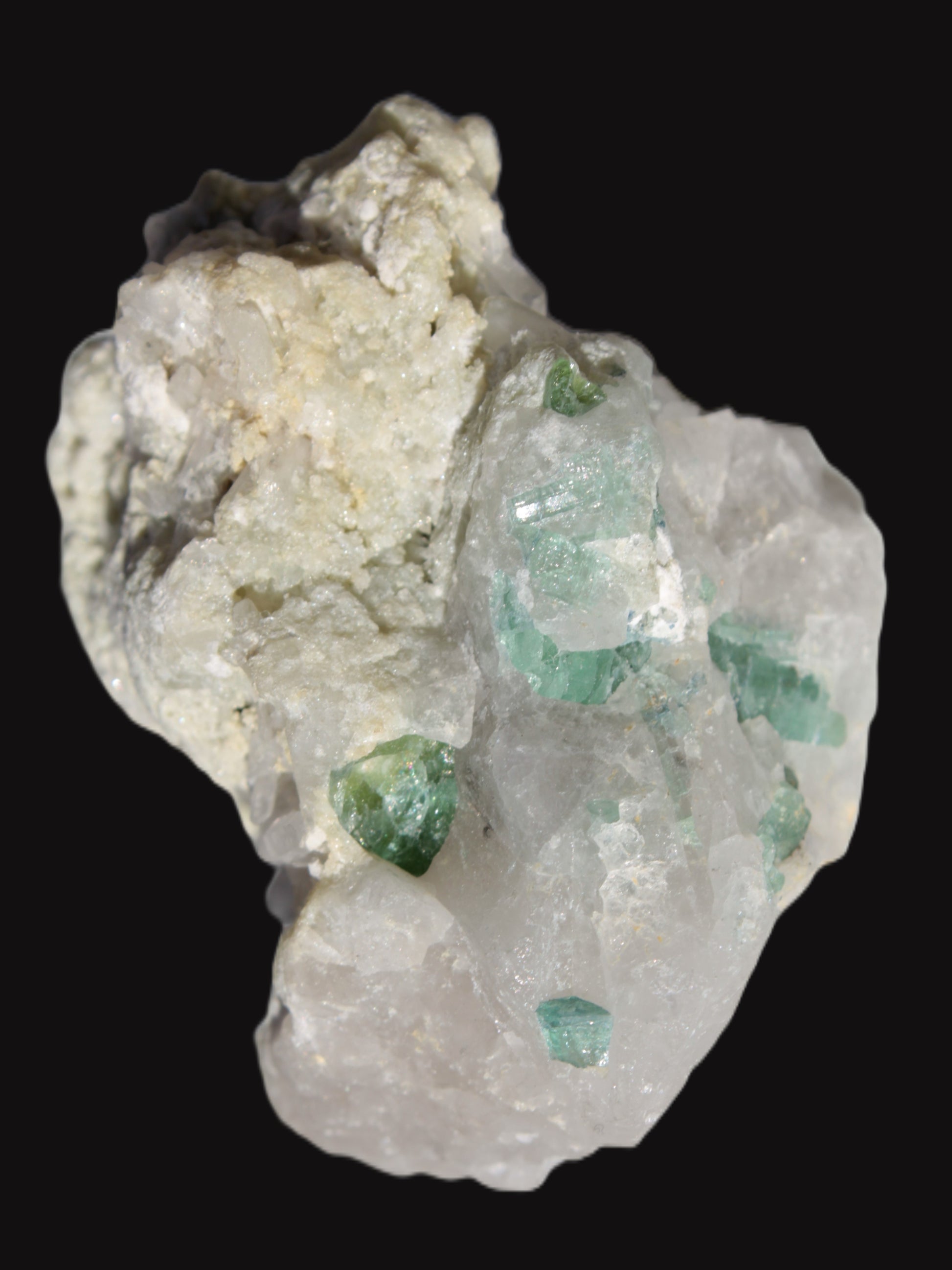 Green Tourmaline cluster in Calcite matrix from Afghanistan 57mm 97g Rocks and Things