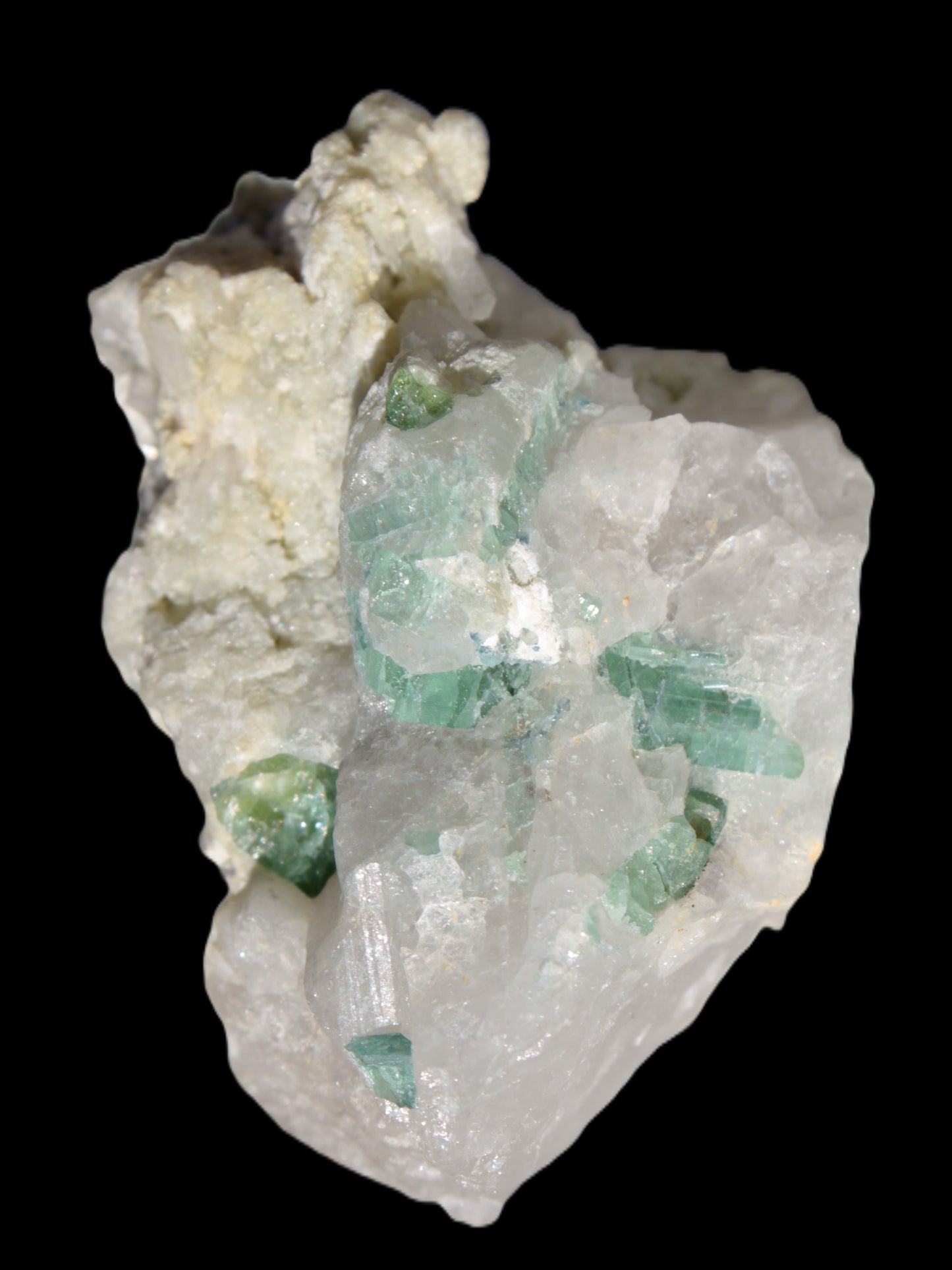 Green Tourmaline cluster in Calcite matrix from Afghanistan 57mm 97g Rocks and Things