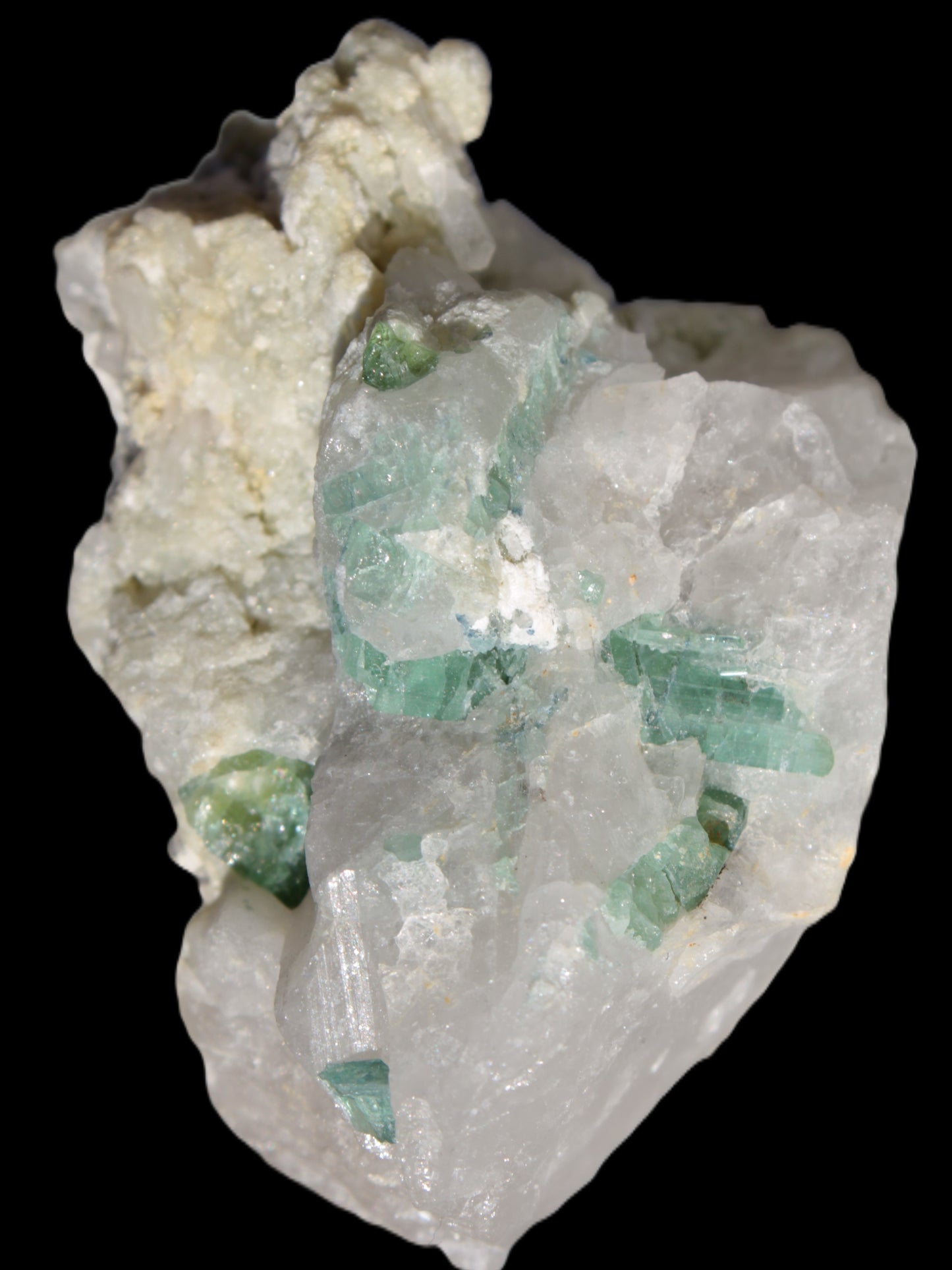 Green Tourmaline cluster in Calcite matrix from Afghanistan 57mm 97g Rocks and Things