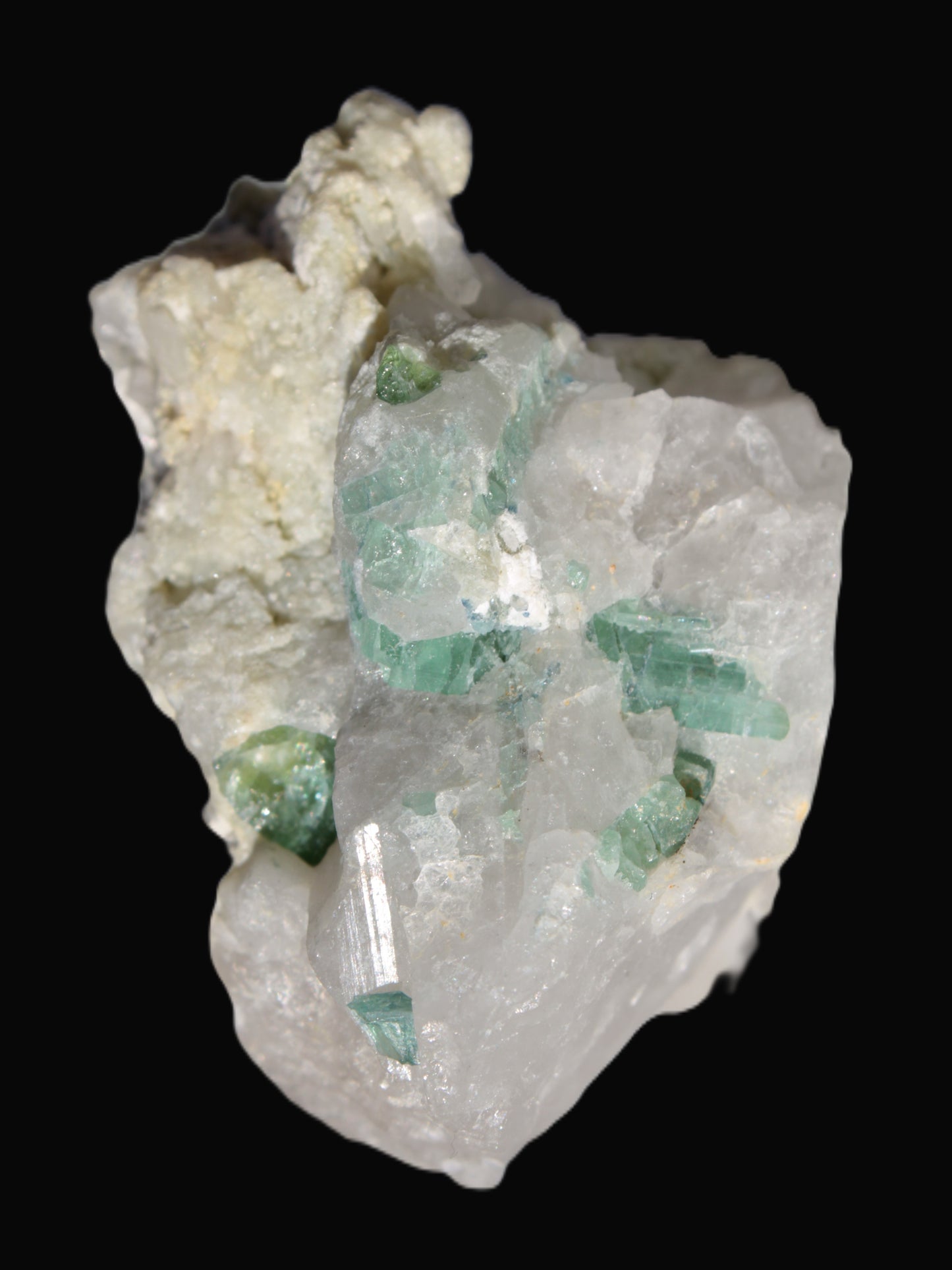 Green Tourmaline cluster in Calcite matrix from Afghanistan 57mm 97g Rocks and Things