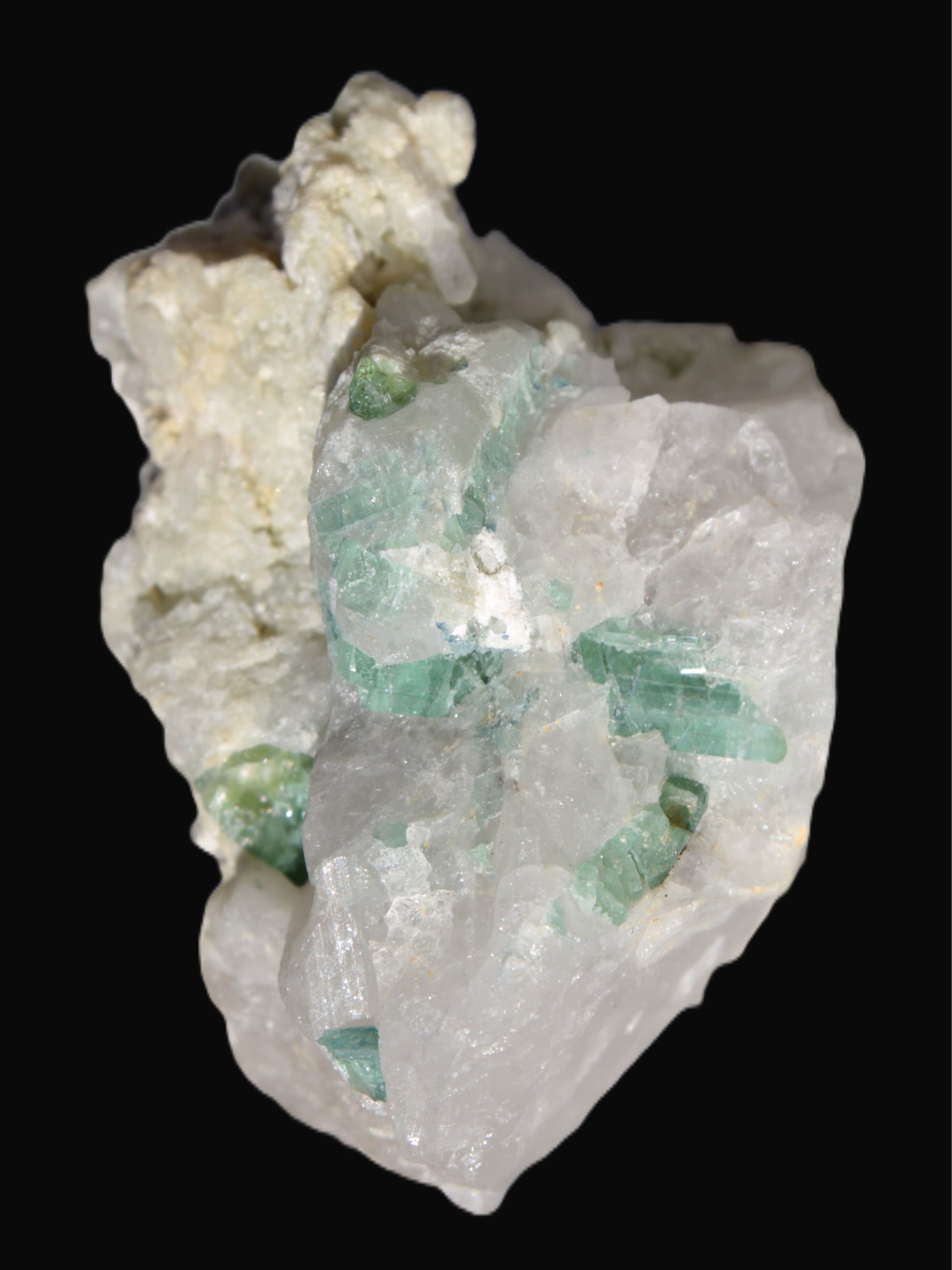 Green Tourmaline cluster in Calcite matrix from Afghanistan 57mm 97g Rocks and Things