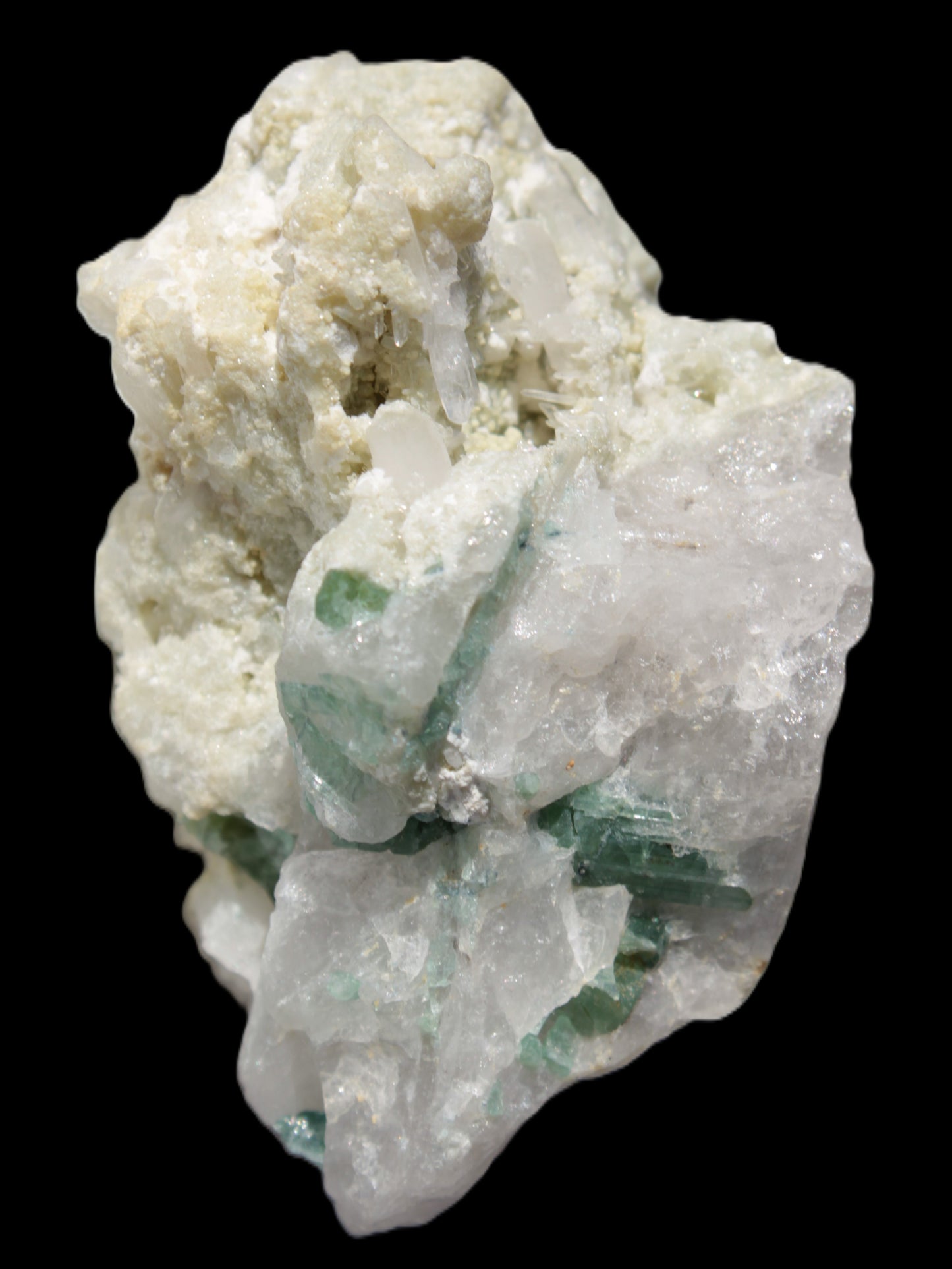 Green Tourmaline cluster in Calcite matrix from Afghanistan 57mm 97g Rocks and Things