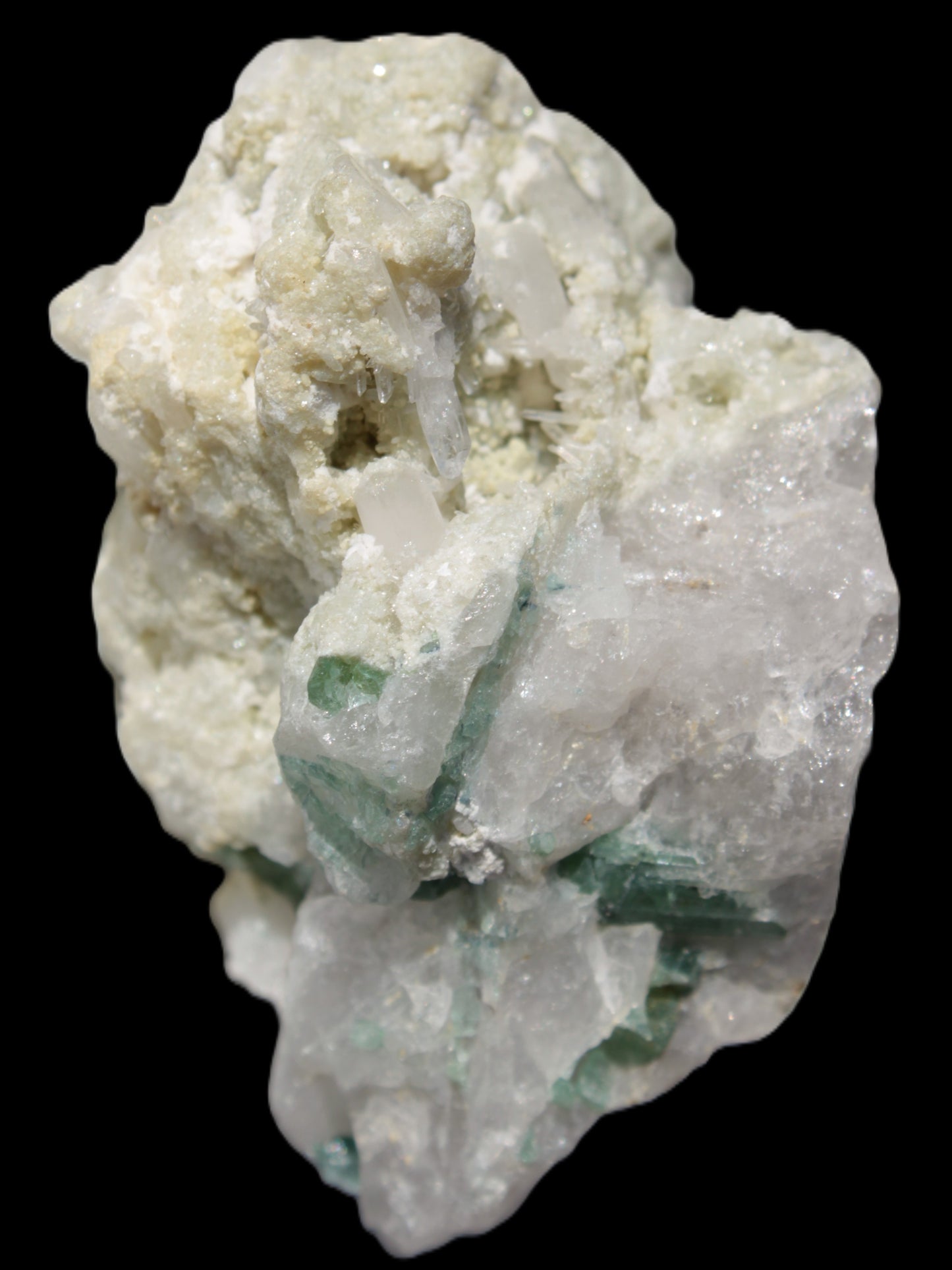 Green Tourmaline cluster in Calcite matrix from Afghanistan 57mm 97g Rocks and Things