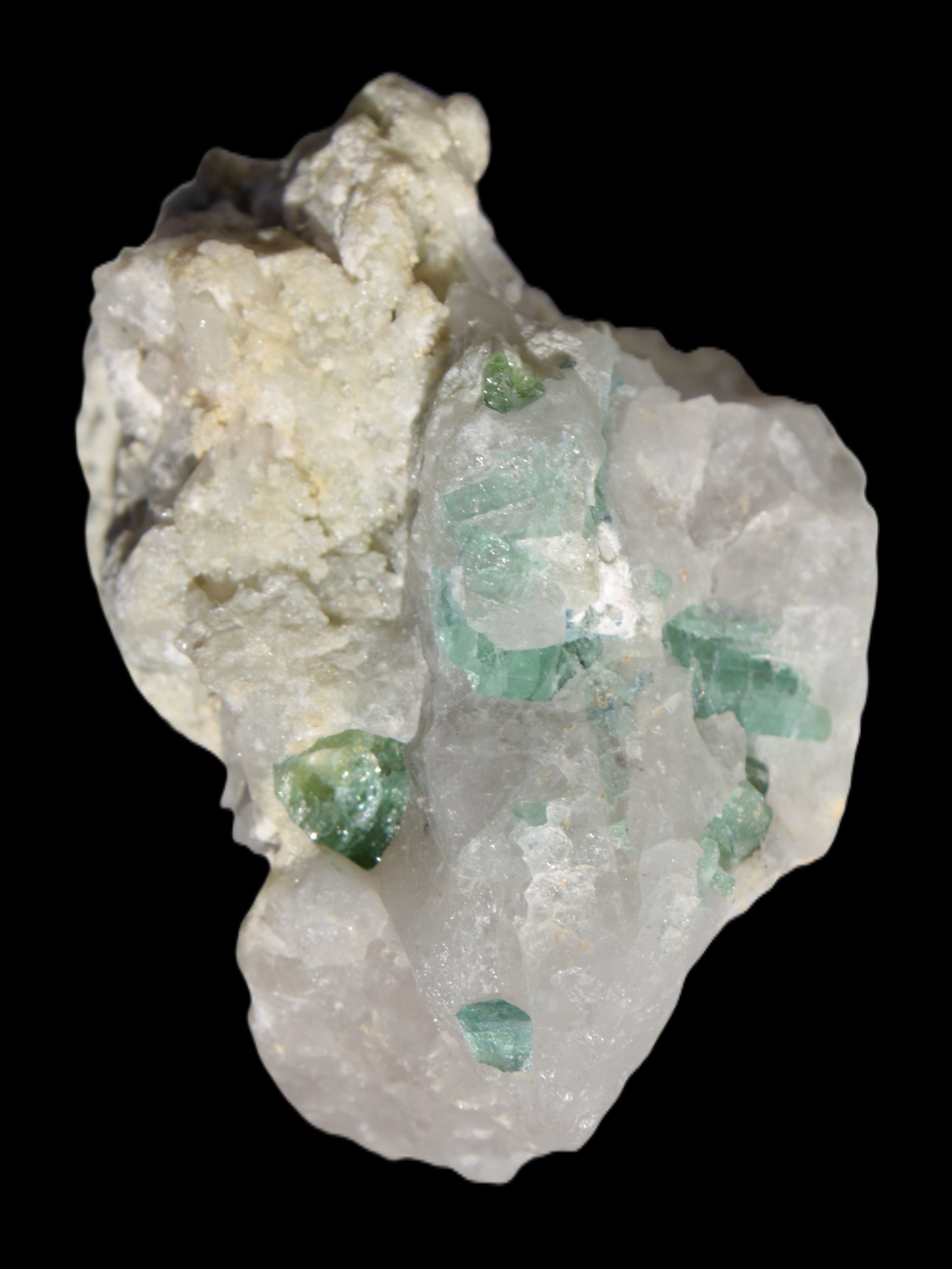 Green Tourmaline cluster in Calcite matrix from Afghanistan 57mm 97g Rocks and Things