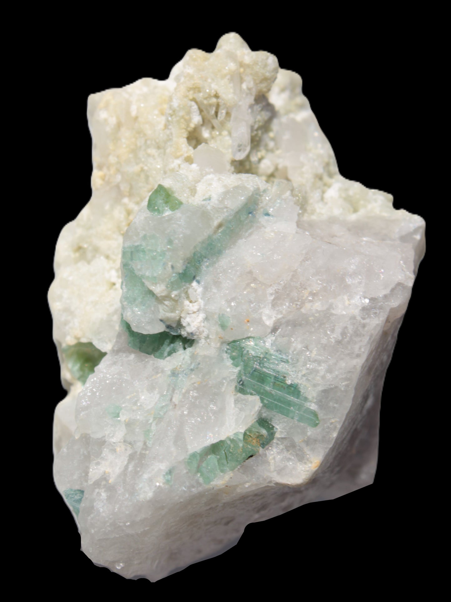 Green Tourmaline cluster in Calcite matrix from Afghanistan 57mm 97g Rocks and Things