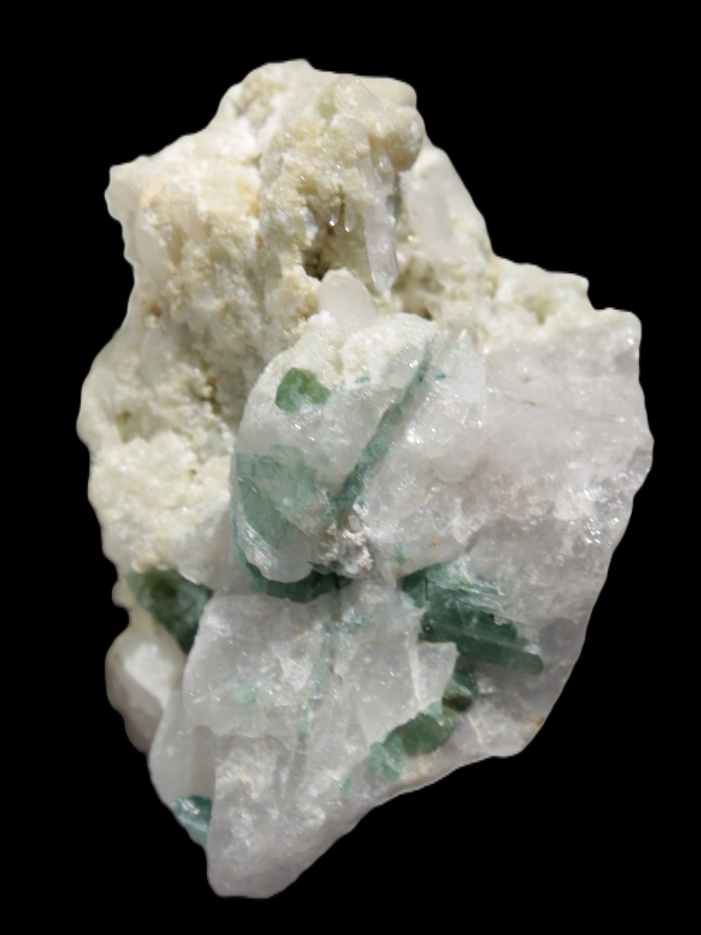 Green Tourmaline cluster in Calcite matrix from Afghanistan 57mm 97g Rocks and Things