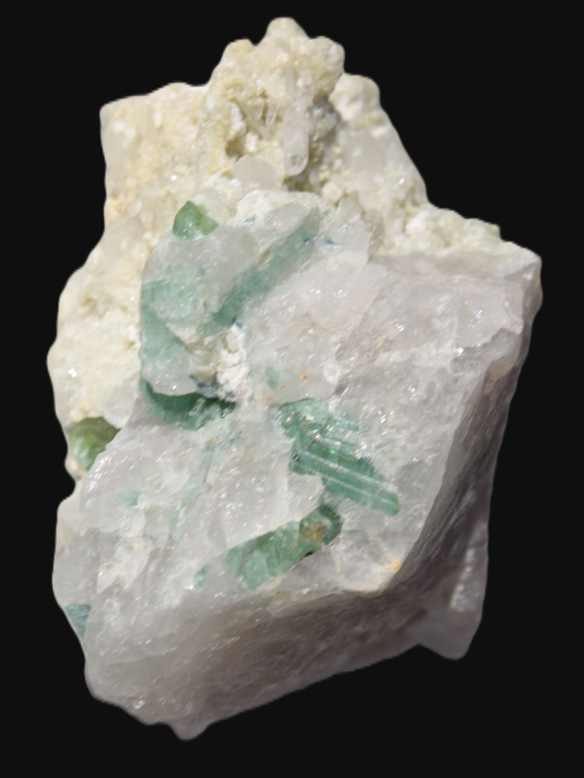 Green Tourmaline cluster in Calcite matrix from Afghanistan 57mm 97g Rocks and Things