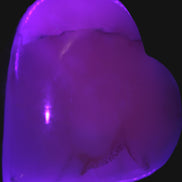Mangano Calcite heart 38mm 20-25g  in UV light - Rocks and Things Store