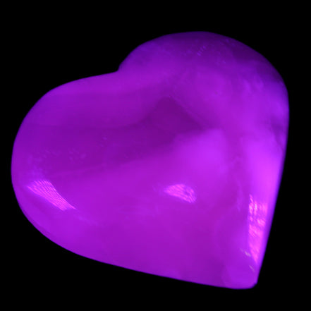 Mangano Calcite hand-carved heart 66/67*64/70mm 130-136g in sunlight - Rocks and Things Store