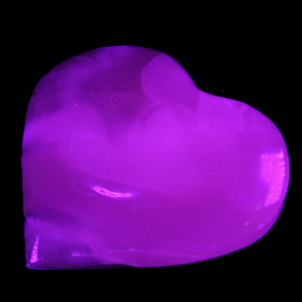 Mangano Calcite hand-carved heart 66/67*64/70mm 130-136g in sunlight - Rocks and Things Store