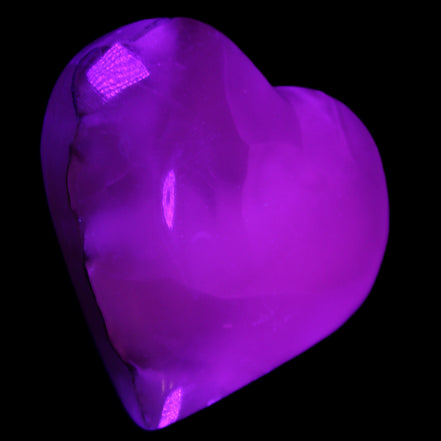 Mangano Calcite hand-carved heart 66/67*64/70mm 130-136g in sunlight - Rocks and Things Store