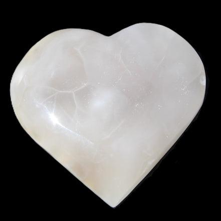 Mangano Calcite hand-carved heart 66/67*64/70mm 130-136g in sunlight - Rocks and Things Store