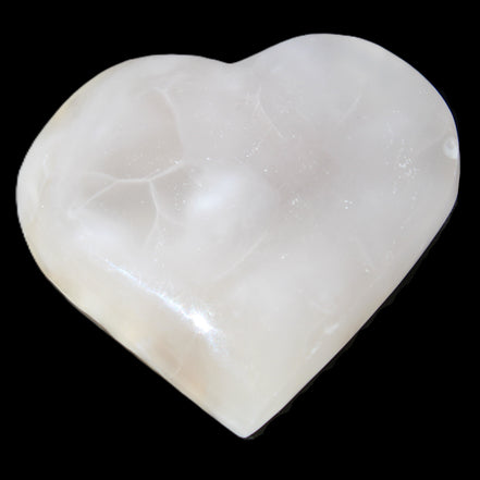 Mangano Calcite hand-carved heart 66/67*64/70mm 130-136g in sunlight - Rocks and Things Store