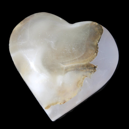 Mangano Calcite hand-carved heart 66/67*64/70mm 130-136g in sunlight - Rocks and Things Store