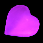 Pink Mangano Calcite heart 41-44mm 44-49g in UV light - Rocks and Things Store