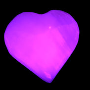 Pink Mangano Calcite heart 38-41mm  42-44g in UV light - Rocks and Things Store
