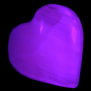 Pink Mangano Calcite heart 38-41mm  42-44g in UV light - Rocks and Things Store