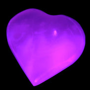 Pink Mangano Calcite heart 38-41mm  42-44g in UV light - Rocks and Things Store