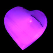 Pink Mangano Calcite heart 38-41mm  42-44g in UV light - Rocks and Things Store