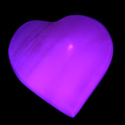 Pink Mangano Calcite heart 38-41mm  42-44g in UV light - Rocks and Things Store