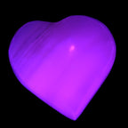 Pink Mangano Calcite heart 38-41mm  42-44g in UV light - Rocks and Things Store