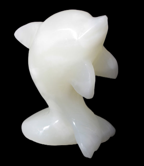 Soft-green Afghan Jade hand-carved Leaping Dolphin 395.5g Rocks and Things