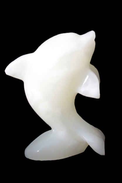 Soft-green Afghan Jade hand-carved Leaping Dolphin 395.5g Rocks and Things